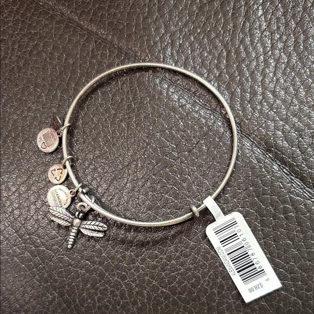 Alex and ani dragonfly Silver Charm Bangle Bracelet